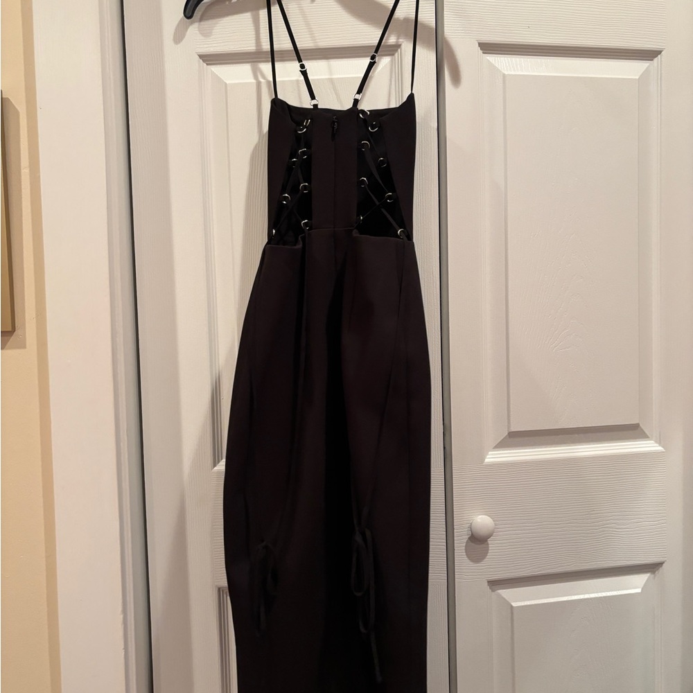 BCBGMaxAzria Black Backless Dress with Strappy Detail